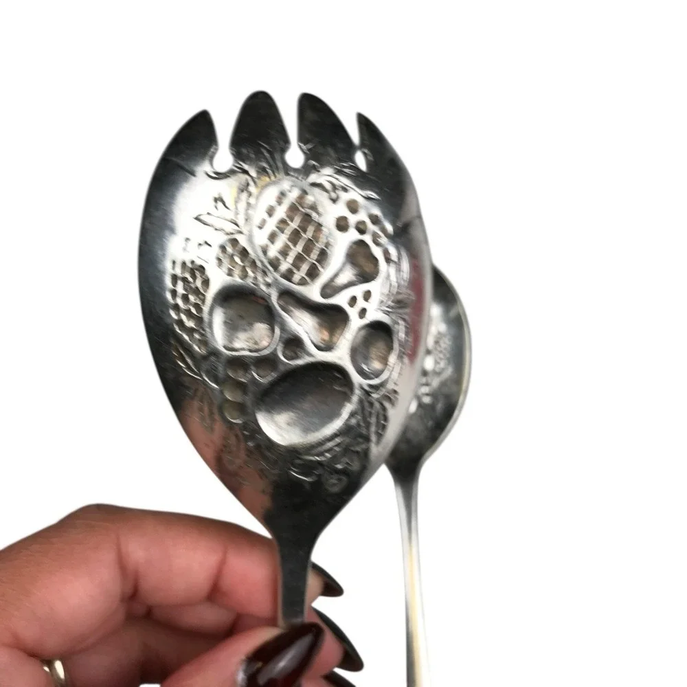 Berry‎ Salad Serving Spoon Set of 2 Silverplate Kings Pattern Sheffield England